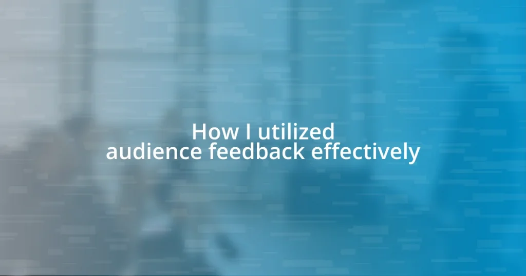 How I utilized audience feedback effectively