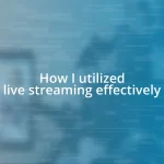 How I utilized live streaming effectively