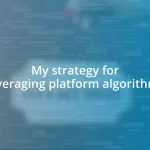 My strategy for leveraging platform algorithms