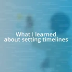 What I learned about setting timelines