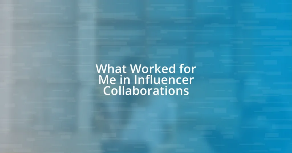 What Worked for Me in Influencer Collaborations