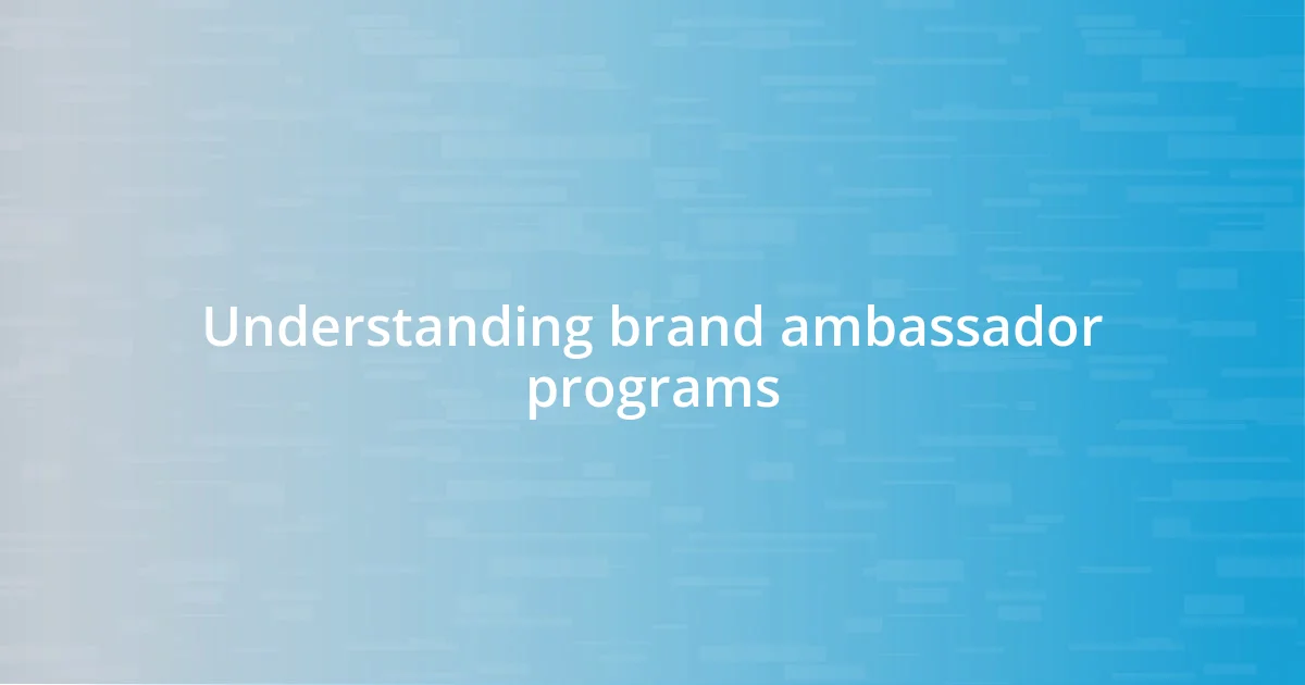 Understanding brand ambassador programs