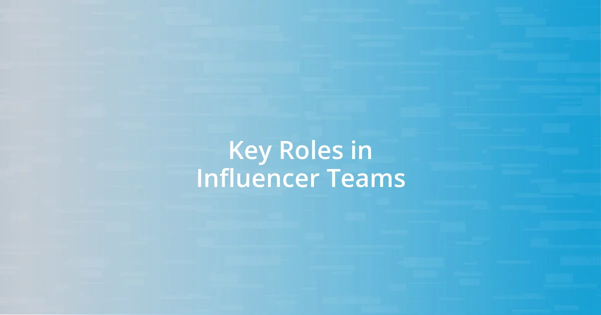 Key Roles in Influencer Teams